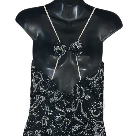 NWT 90s Do You Love Me? Velvet Glitter Formal Dress - Picture 4 of 11